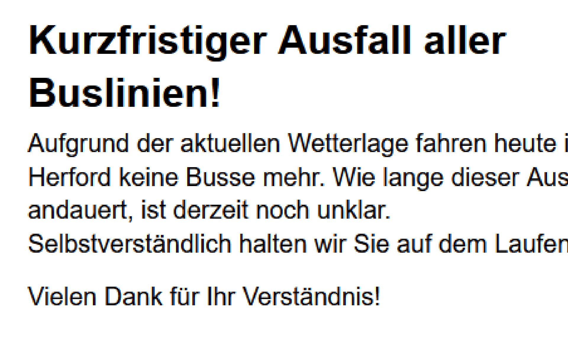 Stadtbus Herford stellt Betrieb ein